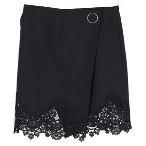 Sandro Paris Lace Trim Mini Skirt in Black Polyester